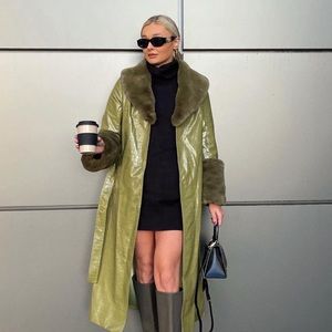 S/M JAYLEY Green Faux Suede Ari Coat